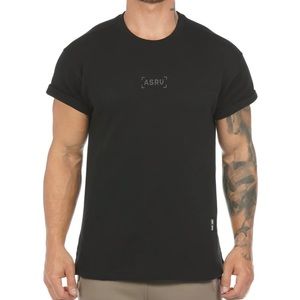 🚨SOLD🚨 ASRV 0220. CottonPlus™ Mesh Back Roll-Sleeve Tee - Black - Medium